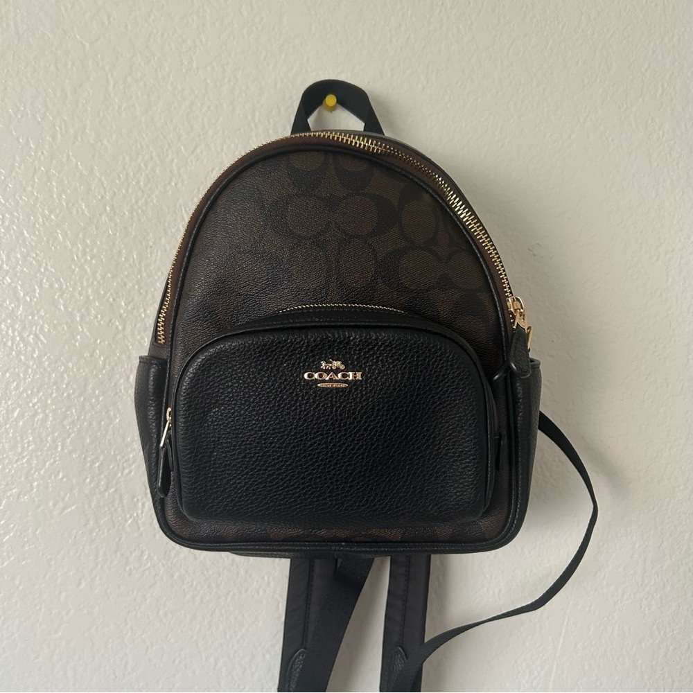 Coach Signature Mini Backpack in Black and Brown